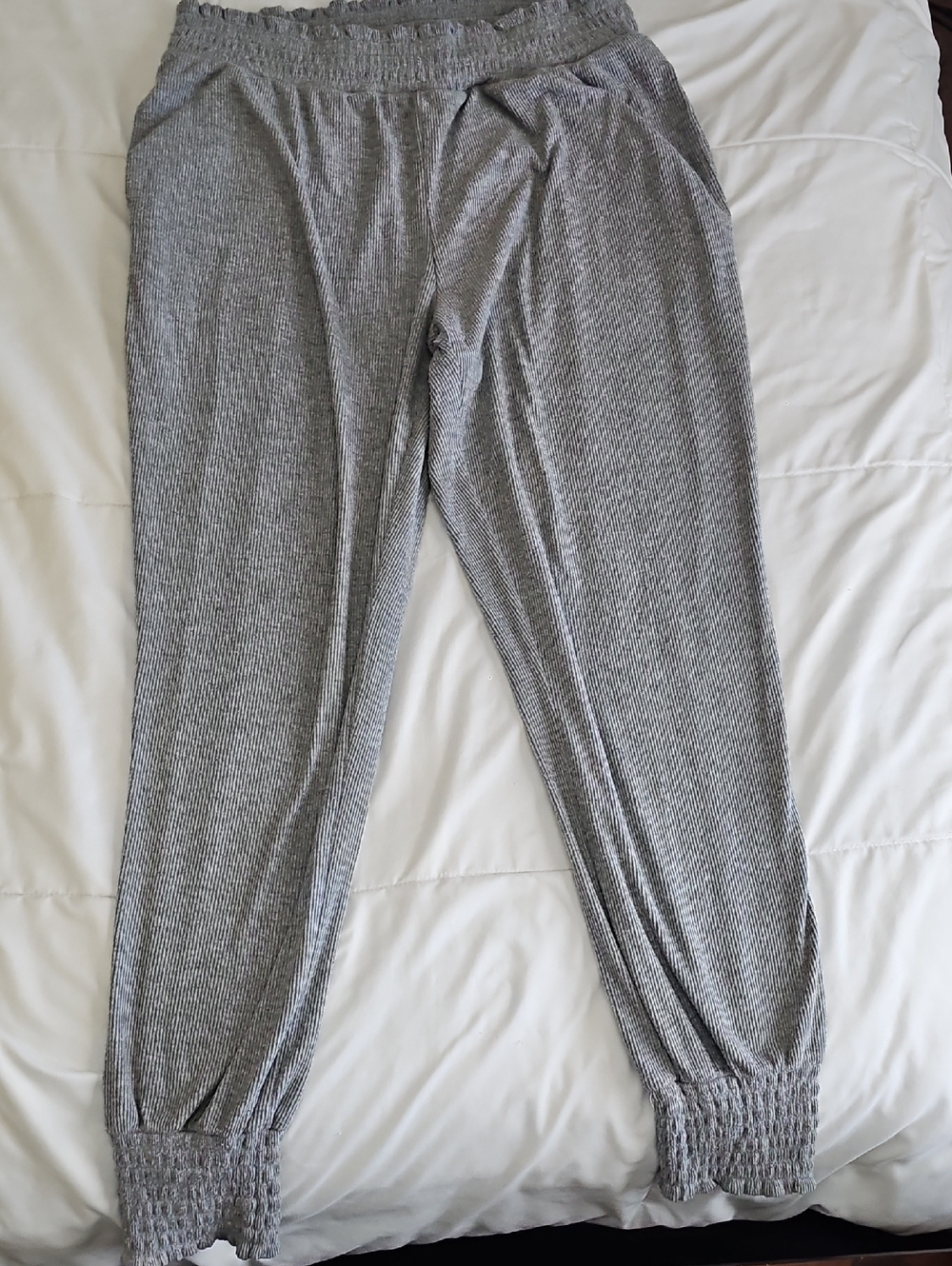 STATE Ribbed Elastic Waist Gray Joggers